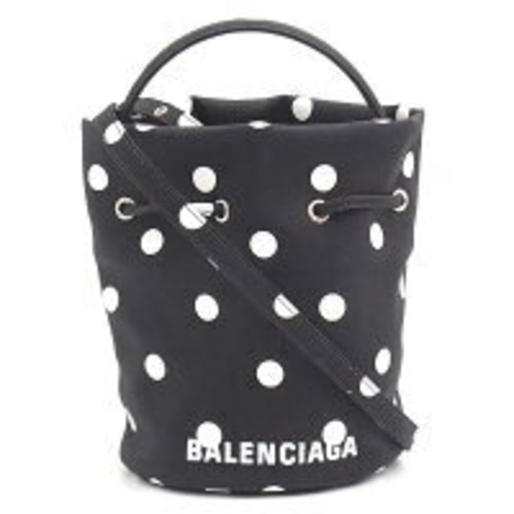 Balenciaga Wheel Drawstring Bag XS Clutch Dot Black White - Picture 1 of 9